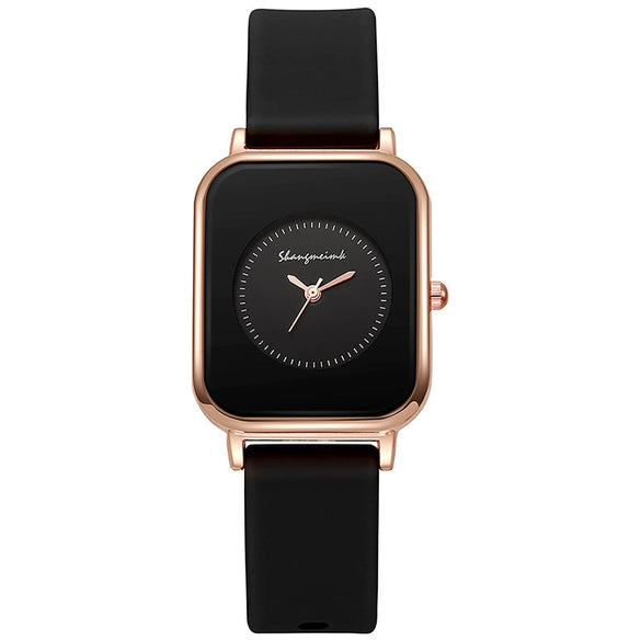 Wholesale Women's Casual Square Fashion Quartz Watches With Alloy Case Silicone Band And Stainless Steel Buckle