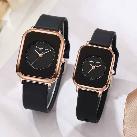 Wholesale Women's Casual Square Fashion Quartz Watches With Alloy Case Silicone Band And Stainless Steel Buckle