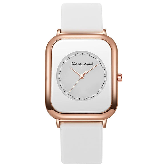 Wholesale Women's Casual Square Fashion Quartz Watches With Alloy Case Silicone Band And Stainless Steel Buckle