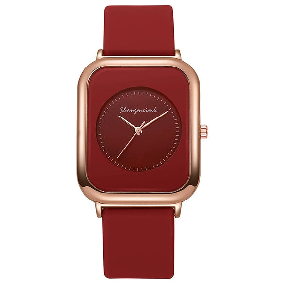 Wholesale Women's Casual Square Fashion Quartz Watches With Alloy Case Silicone Band And Stainless Steel Buckle