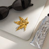 Wholesale Women's Casual Stainless Steel Electroplated Leaf Open Ring Hand Jewelry