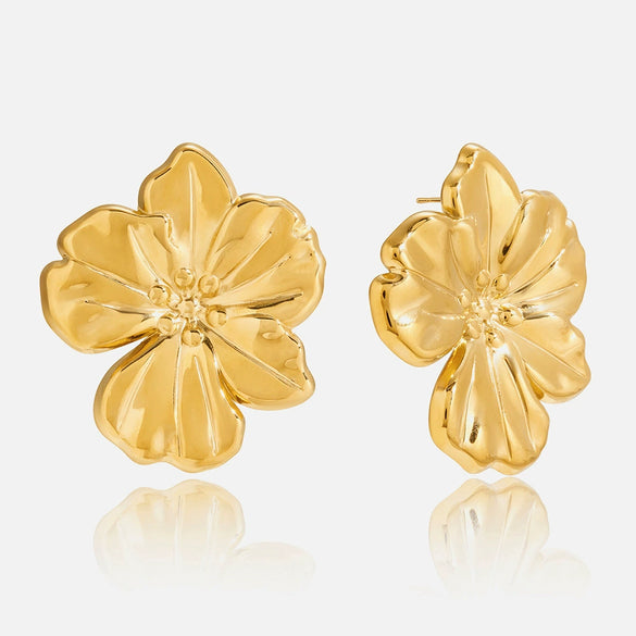 Wholesale Women's Casual Stainless Steel Geometric Flower Electroplated Earrings