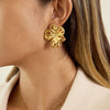 Wholesale Women's Casual Stainless Steel Geometric Flower Electroplated Earrings