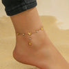 Wholesale Women's Casual Stainless Steel Goldplated Anklet With Hanging Tassel And Heart Shape Design