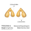 Wholesale Women's Casual Stainless Steel Heart Shape Vacuum Real Gold Plated Hammered Texture Earrings