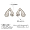 Wholesale Women's Casual Stainless Steel Heart Shape Vacuum Real Gold Plated Hammered Texture Earrings