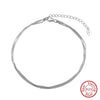 Wholesale Women's Casual 925 Sterling Silver Geometric Snake Chain 3Layer Anklet Beach Foot Accessories