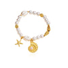 Wholesale Women's Casual Style Animal Zodiac Pattern Stainless Steel Electroplated Pearl Bracelet Jewelry