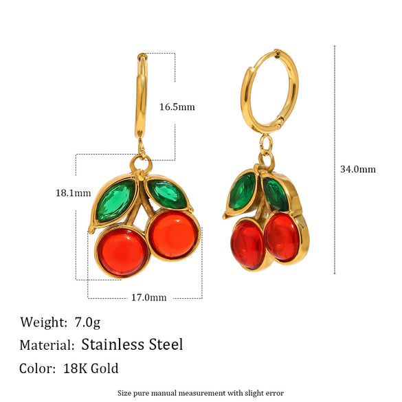 Wholesale Women's Casual Style Fruit Shape Stainless Steel Vacuum Plated In Furnace Earrings And Pendant Necklace Jewelry
