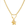 Wholesale Women's Casual Style Goldplated Stainless Steel Heartshaped Flower Pattern Pendant Necklace With Flat Cross Chain