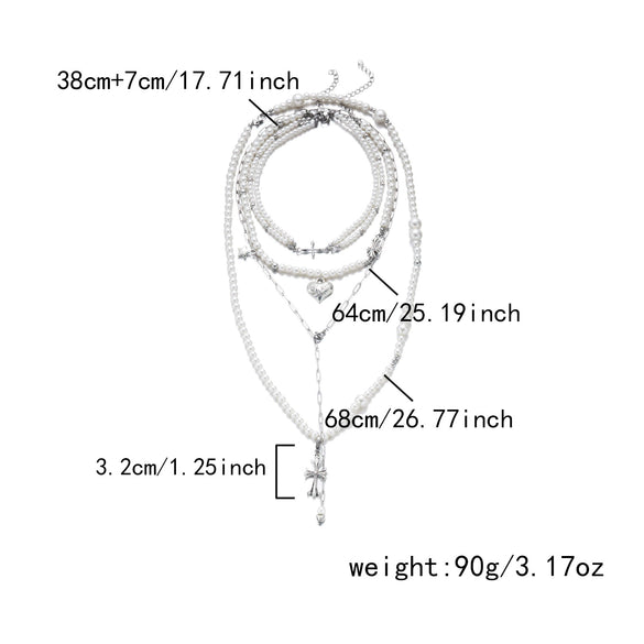 Wholesale Women's Casual Style Heartshaped Geometric Alloy Electroplated Multilayer Necklace