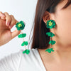 Wholesale Women's Casual Style Multilayer Chiffon Floral Earrings Zinc Alloy Hand Knitted Flower Shape