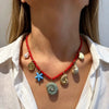 Wholesale Women's Casual Style Natural Stone And Stainless Steel Animal Zodiac Pattern Multi Pendant Handmade Beaded Chain Necklace With Polished Electroplating