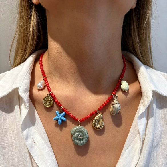 Wholesale Women's Casual Style Natural Stone And Stainless Steel Animal Zodiac Pattern Multi Pendant Handmade Beaded Chain Necklace With Polished Electroplating