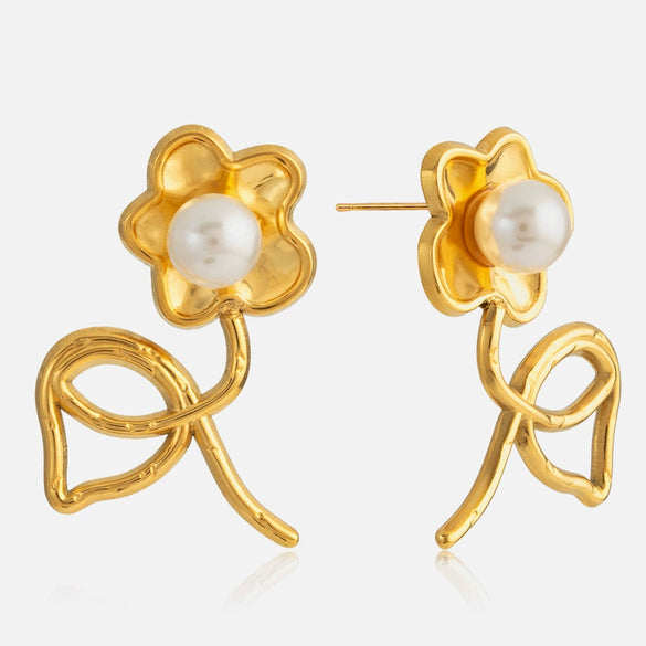 Wholesale Women's Casual Style Stainless Steel Electroplated Flower Earrings