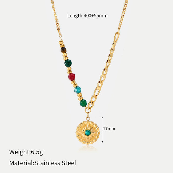 Wholesale Women's Casual Style Stainless Steel Electroplated Flower Pattern Necklace With Hand Painted Tulip And Enamel Pendant