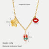 Wholesale Women's Casual Style Stainless Steel Electroplated Flower Pattern Necklace With Hand Painted Tulip And Enamel Pendant