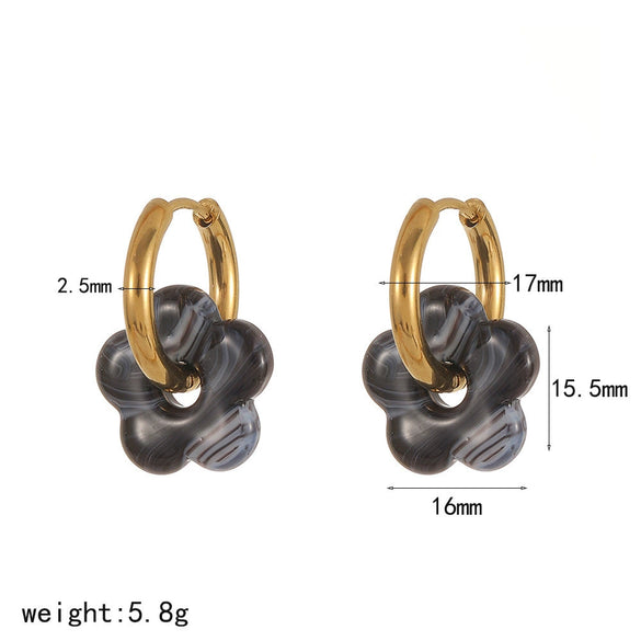 Wholesale Women's Casual Style Stainless Steel Flowershaped Pvd Furnace Vacuum Real Gold Plated Earrings