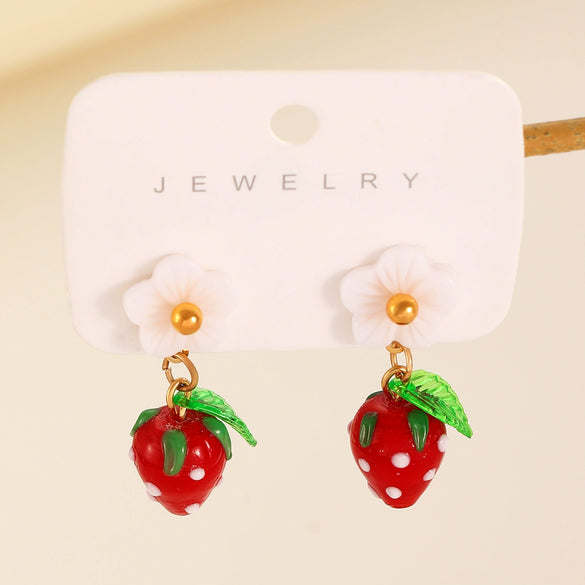 Wholesale Women's Ceramic Fruit Shape Electroplated Earrings