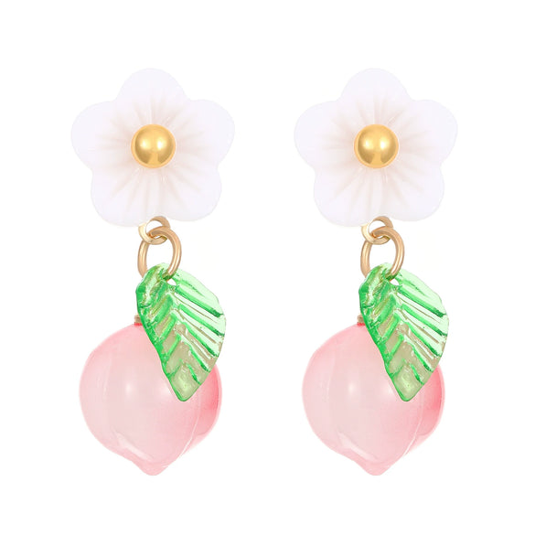 Wholesale Women's Ceramic Fruit Shape Electroplated Earrings