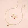 Wholesale Women's Cherry Pattern Copper Electroplated Glass Pendant Stranded Chain Necklace And Earrings Set
