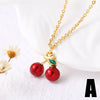 Wholesale Women's Cherry Pendant Necklace With Oil Drop Collarbone O Chain Copper Gold Plated Electroplated