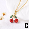 Wholesale Women's Cherry Pendant Necklace With Oil Drop Collarbone O Chain Copper Gold Plated Electroplated