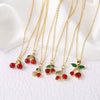 Wholesale Women's Cherry Pendant Necklace With Oil Drop Collarbone O Chain Copper Gold Plated Electroplated