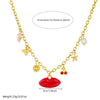 Wholesale Women's Chic Big Red Lip Cherry Star Bee Pendant Goldplated Stainless Steel Ochain Necklace