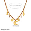 Wholesale Women's Chic Minimalist Retro Multielement Gold Electroplated Stainless Steel Flash O Chain Star Heart Square Relief Starfish Necklace