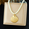 Wholesale Women's Chic Style Animal Zodiac Spiral Conch Scallop Sun Stainless Steel Goldplated Pendant Necklace With Rope Chain