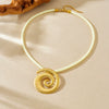 Wholesale Women's Chic Style Animal Zodiac Spiral Conch Scallop Sun Stainless Steel Goldplated Pendant Necklace With Rope Chain