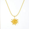 Wholesale Women's Chic Style Animal Zodiac Spiral Conch Scallop Sun Stainless Steel Goldplated Pendant Necklace With Rope Chain