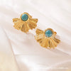 Wholesale Women's Chic Style Geometric And Flower Inlay Titanium Steel Earrings