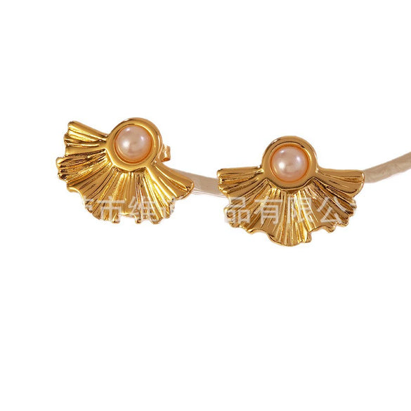 Wholesale Women's Chic Style Geometric And Flower Inlay Titanium Steel Earrings