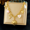 Wholesale Women's Chic Style Goldplated Heart Shape Stainless Steel Flash O Chain Clavicle Necklace With Heart Bow Pendant