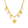 Wholesale Women's Chic Style Goldplated Heart Shape Stainless Steel Flash O Chain Clavicle Necklace With Heart Bow Pendant