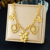 Wholesale Women's Chic Style Stainless Steel Electroplated Heart Shape Flower Bow Tie Pendant Necklace