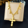 Wholesale Women's Chic Style Stainless Steel Electroplated Heart Shape Flower Bow Tie Pendant Necklace