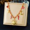 Wholesale Women's Chic Style Stainless Steel Electroplated Heart Shape Flower Bow Tie Pendant Necklace