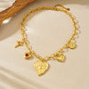 Wholesale Women's Chic Style Stainless Steel Heart Shape Electroplated Pendant Necklace With O Word Chain