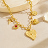 Wholesale Women's Chic Style Stainless Steel Heart Shape Electroplated Pendant Necklace With O Word Chain