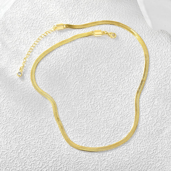 Wholesale Women's Choker Snake Bone Necklace Copper 18K Gold Plated Geometric Zircon Pendant