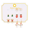 Wholesale Women's Christmas Earrings Alloy Creative Cartoon Elk Snowflake Santa Claus Design With Diamond Treatment