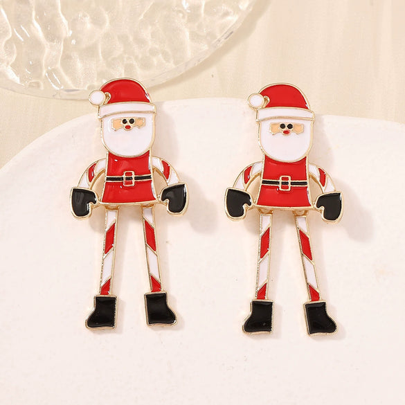 Wholesale Women's Christmas Earrings Zinc Alloy Resin Baking Varnish Santa Claus Light Luxury Fashion Niche All Match