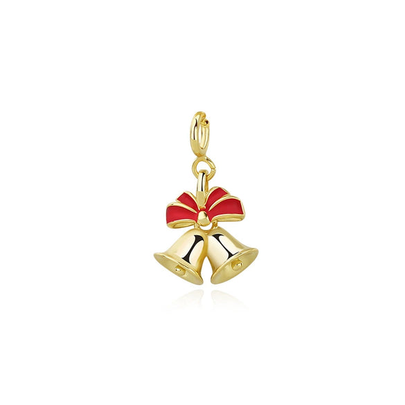 Wholesale Women's Christmas Jewelry 925 Sterling Silver Geometric Bell Pendant With Electroplating And Cross Chain