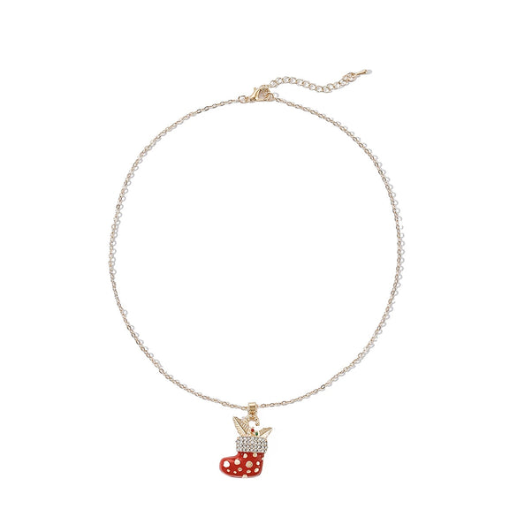 Wholesale Women's Christmas Santa Claus Alloy Pendant Necklace With Geometric Cartoon Design And Dripping Oil Finish