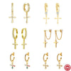 Wholesale Women's Classic Cross Drop Earrings Silver 925 Silver Geometric Style Ear Buckle Earring