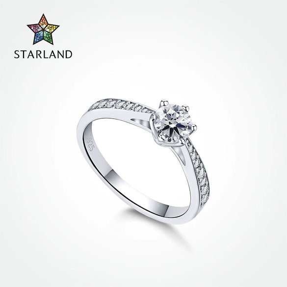 Wholesale Women's Classic Light Luxury Geometric 925 Sterling Silver Ring With High Carbon Diamond Microinlaid And Electroplated