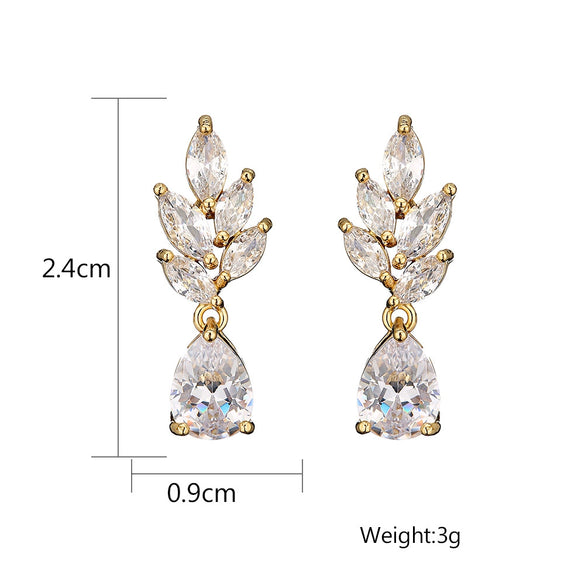 Wholesale Women's Classic Retro Microinlaid Copper Earrings With Horse Eye Water Drops Zircon And Geometric Pattern